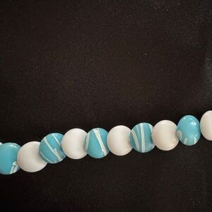 Elegant Blue and White Beaded Necklace